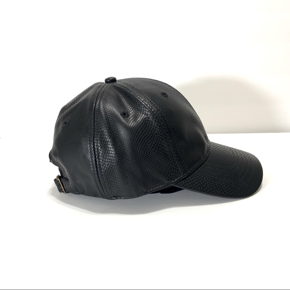 Noir Leather Snakeskin Cap